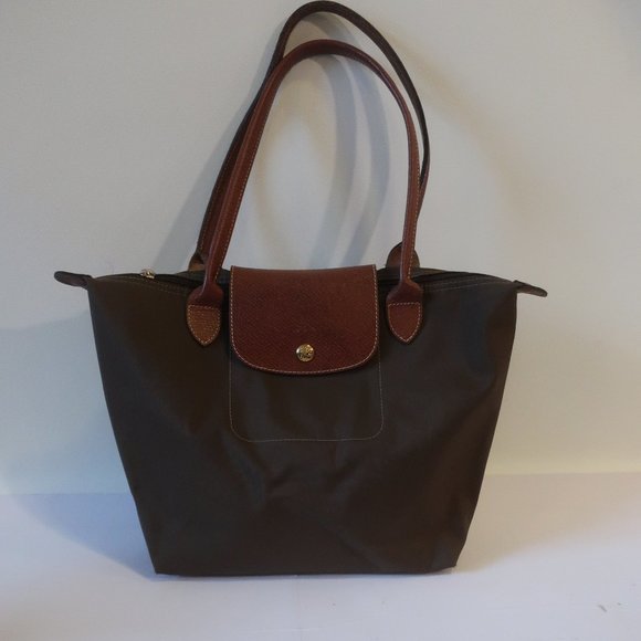 Longchamp Handbags - Longchamp Les Pliages Green Nylon Leather Zipper Shoulder Tote Bag *